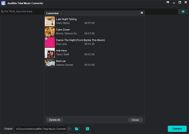 complete tidal music conversion